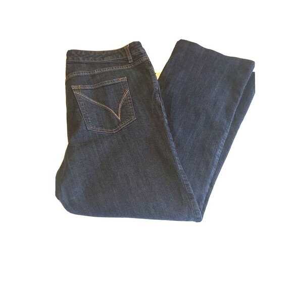 Women's Bootcut Jeans Sz 4 High Waist Dark Wash Stretch Altered Hem 28" Inseam - Picture 1 of 10